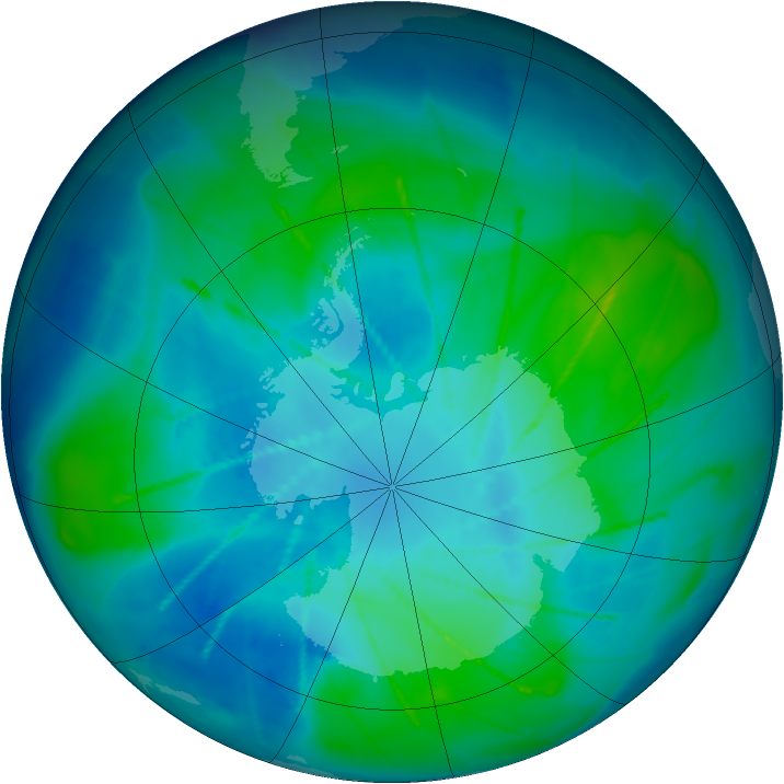 Antarctic ozone map for 05 February 2010